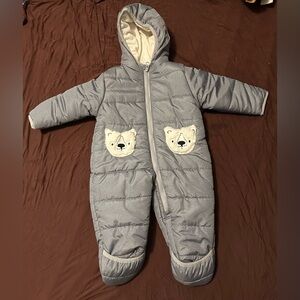 Carter's Gray Bear Baby Snowsuit 3-6m